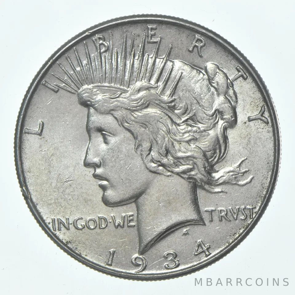 (1) 1934 (P) Choice AU Peace Silver Dollar 90% - CH AU Almost Unc