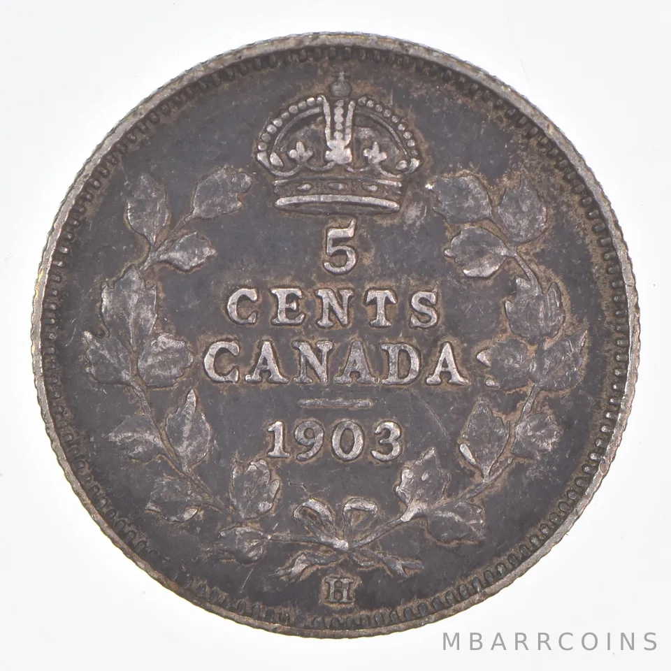 Better Date - 1903 Canada 5 Cents World Coin- Silver *131