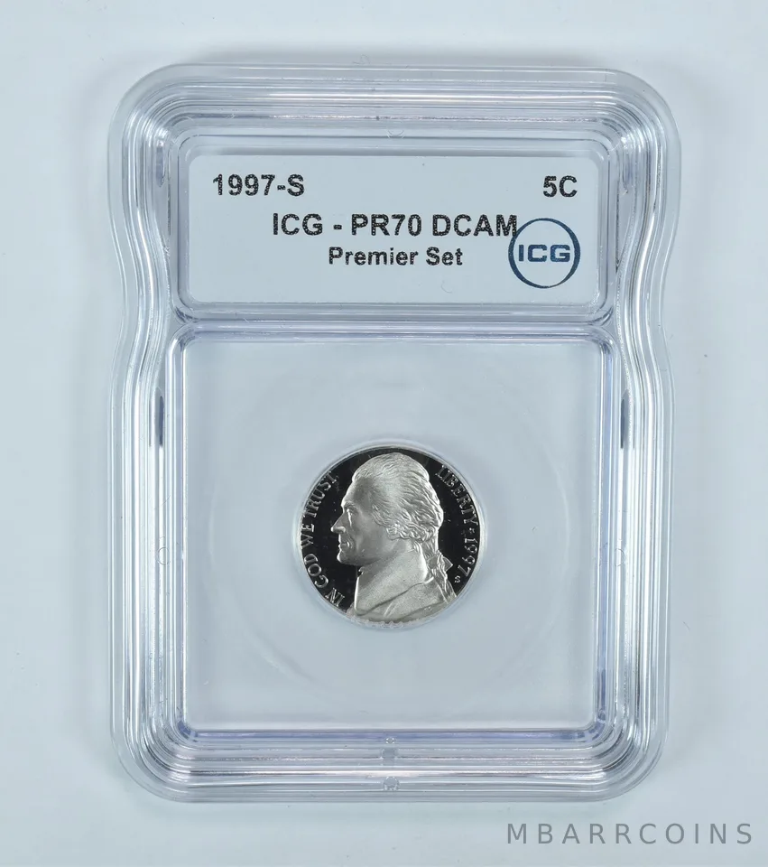 1997-S Jefferson Nickel Premier Set PR70 DCAM ICG