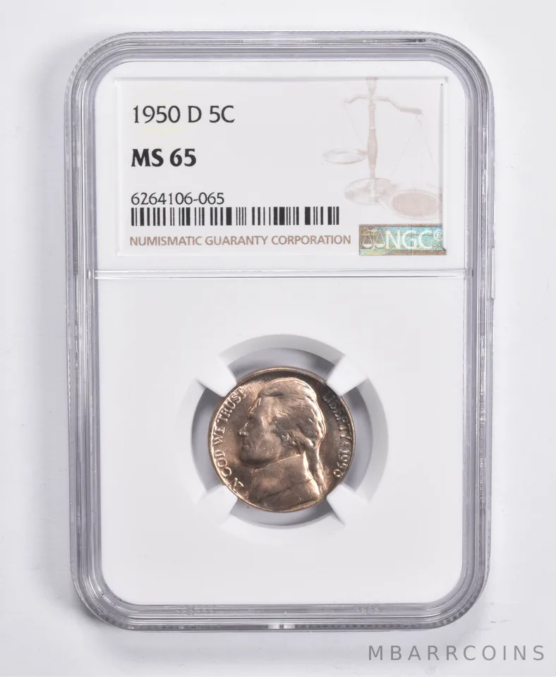 1950-D Jefferson Nickel MS65 NGC Brown Lbl