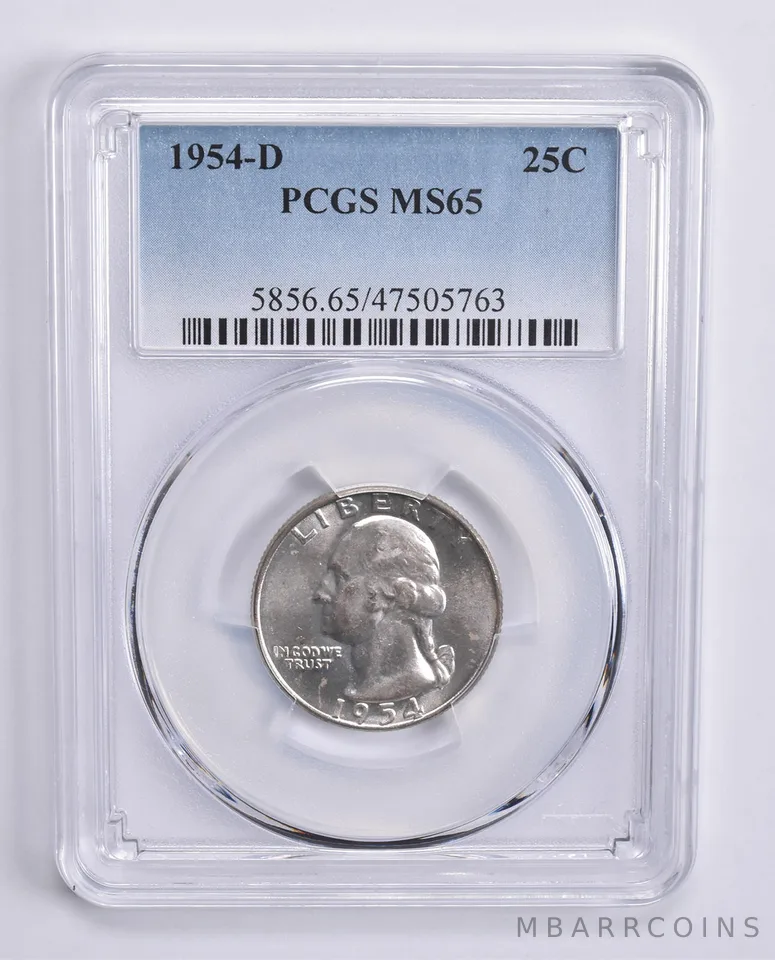 1954-D Washington Quarter 25c MS65 PCGS Blue Lbl