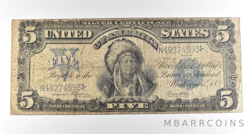 1899 $5 Silver Certificate Large Note Blue Seal *3723
