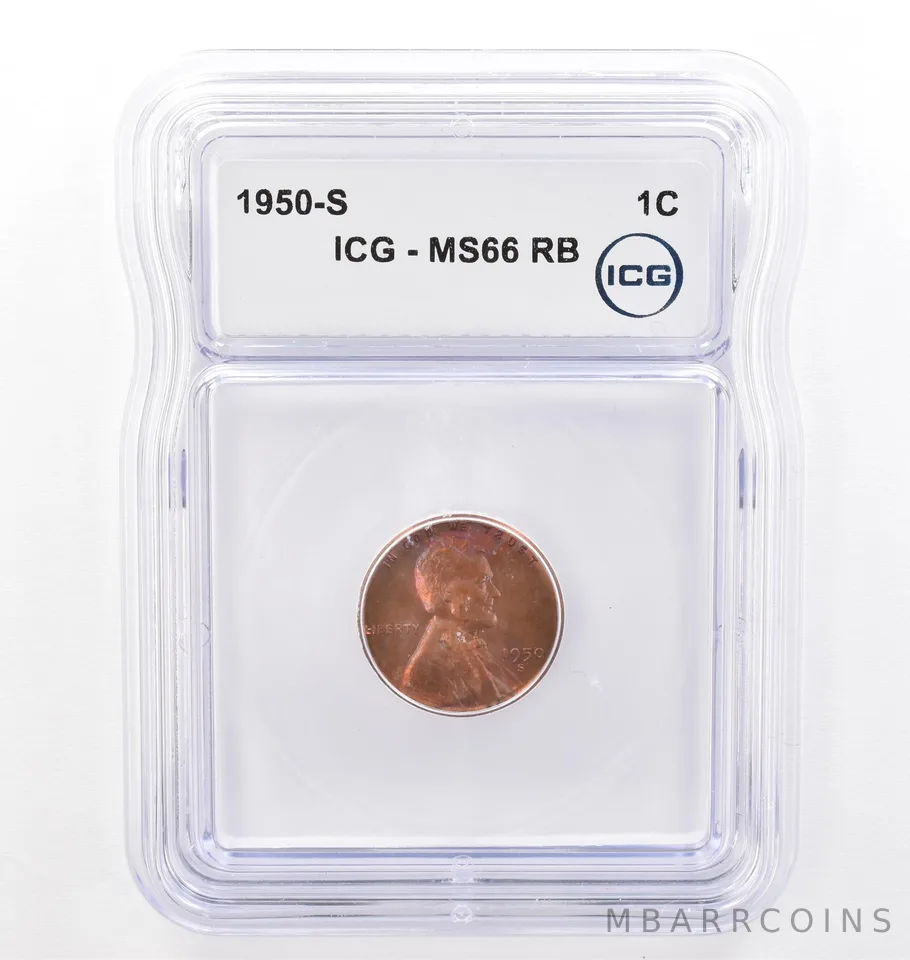 1950-S Lincoln Wheat Cent MS66 RB ICG Beautiful Tone *7700
