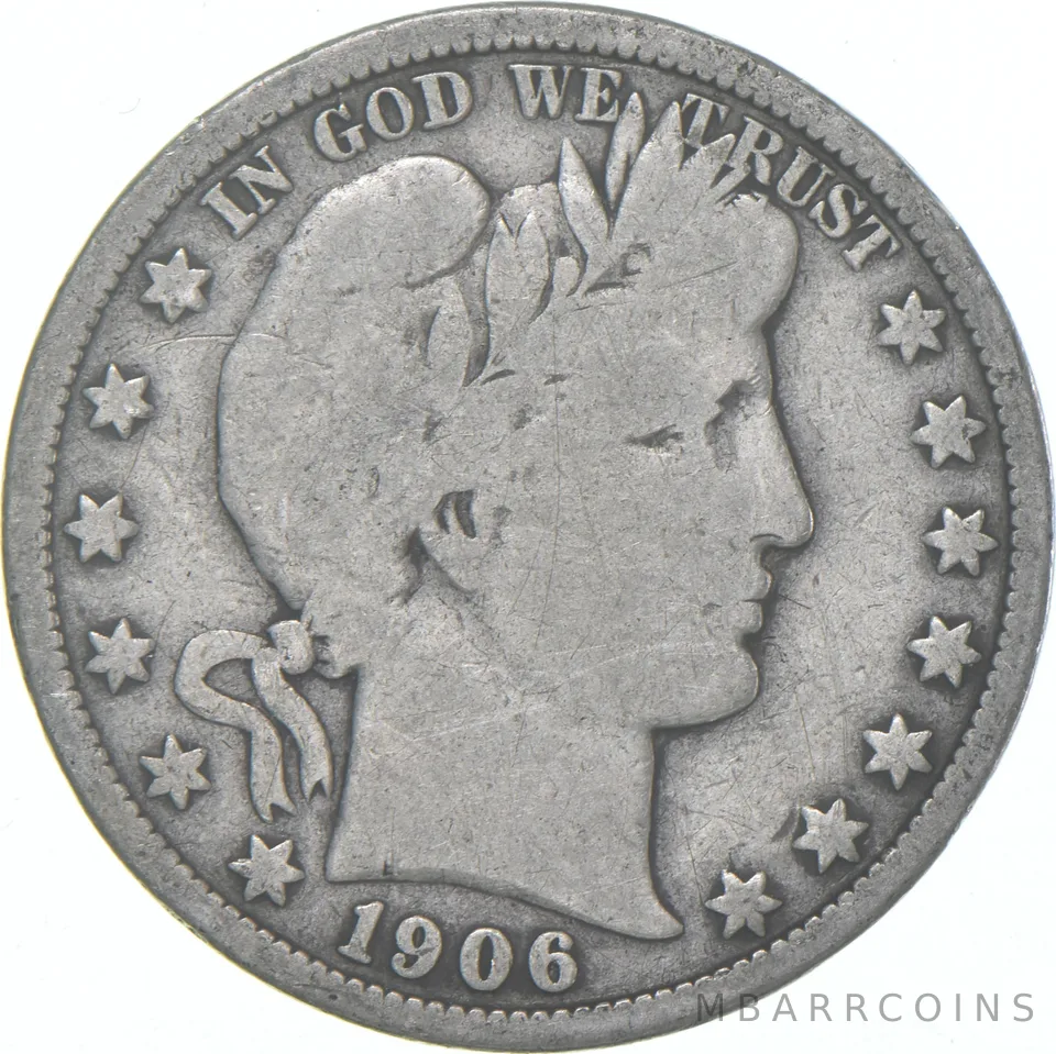 1906-O Barber Half Dollar Average Circ 90% Silver