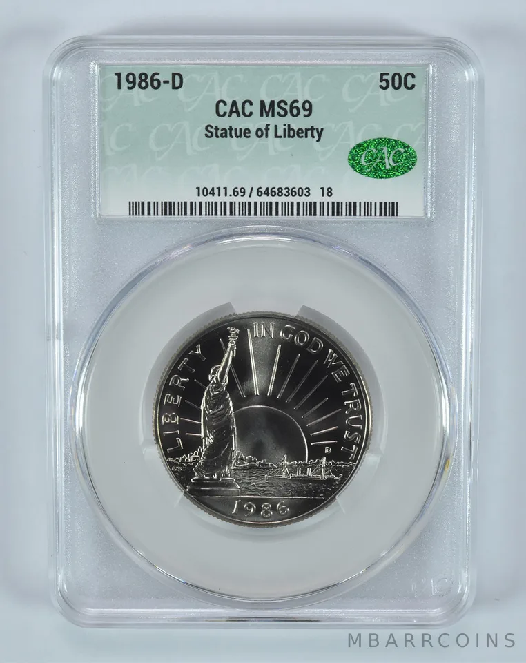 1986-D Statue Of Liberty Commemorative Half Dollar MS69 CAC CACg