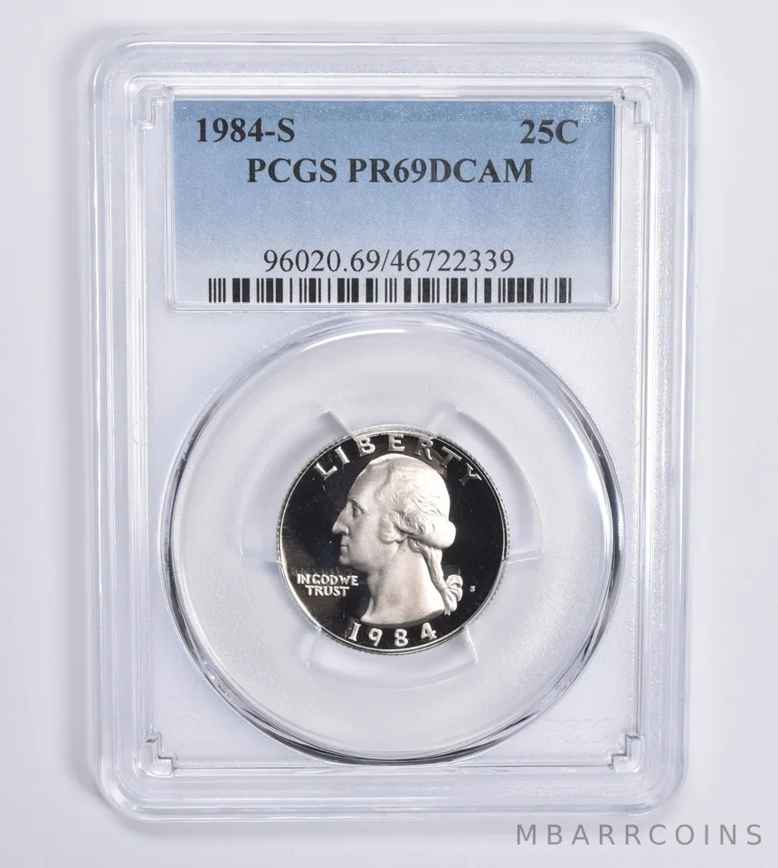 1984-S Washington Quarter 25c PR69 DCAM PCGS Blue Lbl