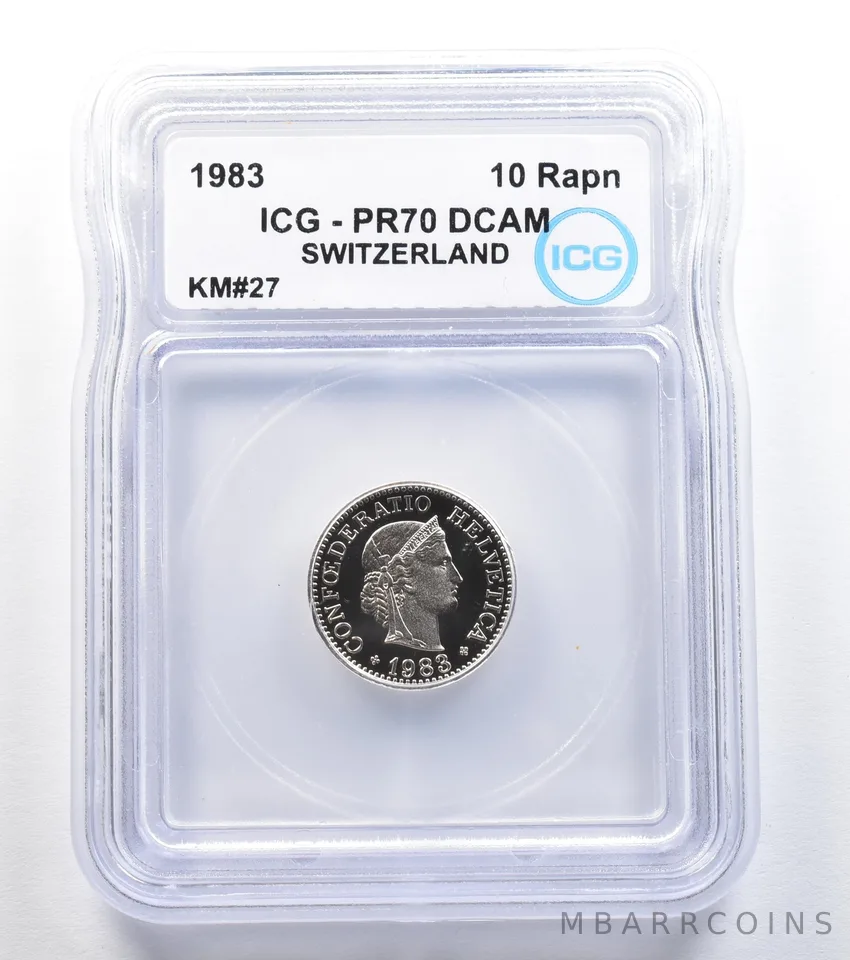 1983 Switzerland 10 Rappen KM#27 PR70 DCAM ICG *7944
