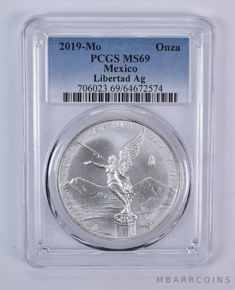 2019 Mo Mexico 1 Onza Silver Libertad MS69 PCGS Blue Label