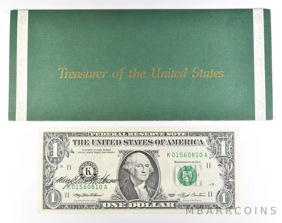 1993 $1 Dallas TX FRN Green Seal Courtesy Signature *0932