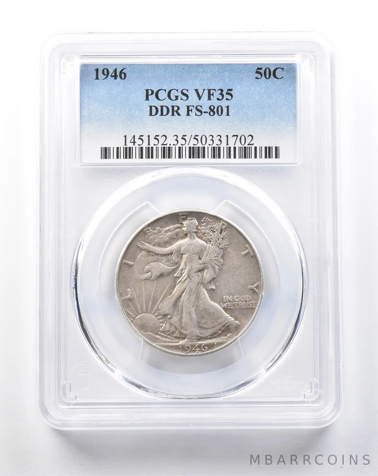 1946 Walking Liberty Half Dollar DDR FS-801 VF35 PCGS *5388