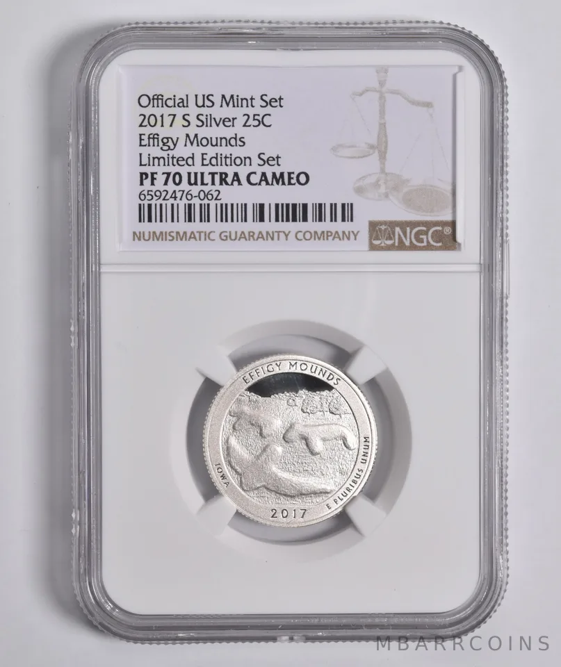 2017-S Silver Effigy Mounds Quarter Limited Edition PF70 UCAM NGC