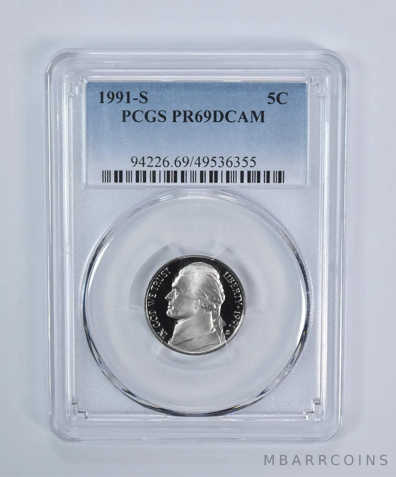 1991-S Jefferson Nickel PR69 DCAM PCGS Blue Label