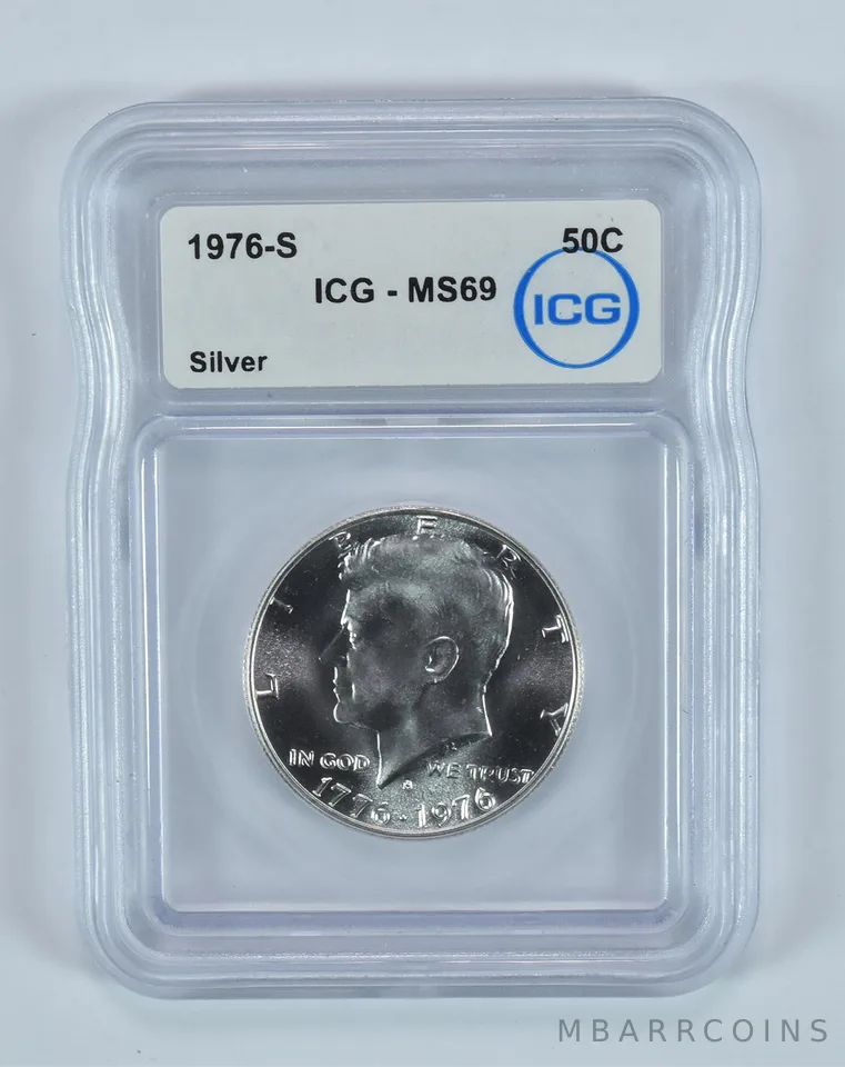 1976-S Kennedy Half Dollar Silver MS69 ICG 40%