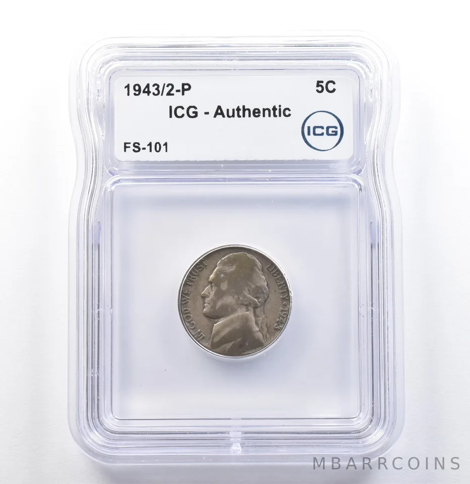 1943/2-P Jefferson Nickel FS-101 Authentic ICG *9827
