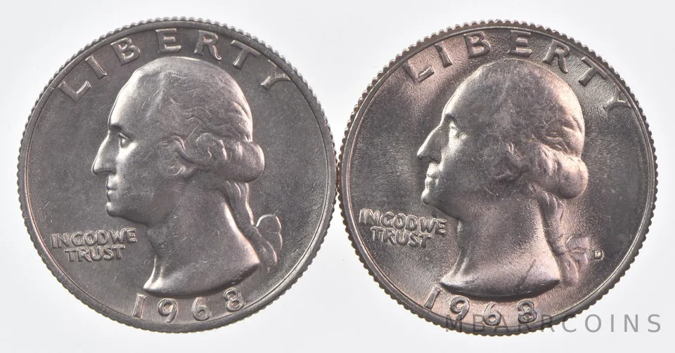 1968 P+D Washington Quarter Clad Unc Bundle