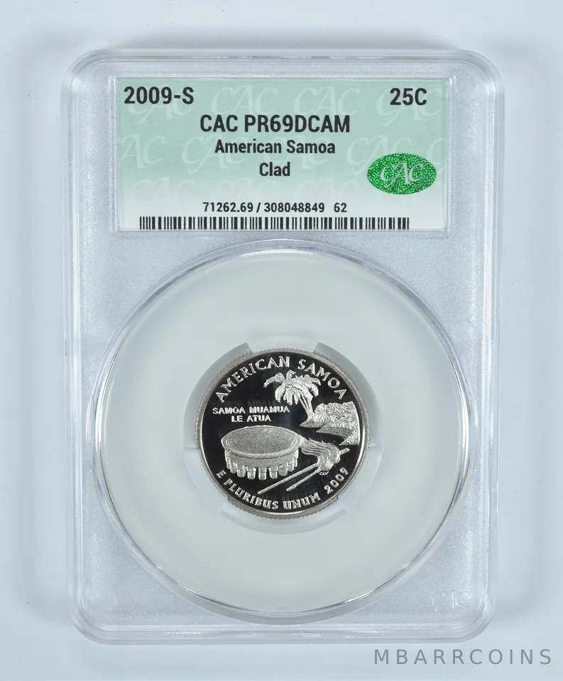 2009-S Washington State Quarter American Samoa CLAD PR69 DCAM CAC CACg