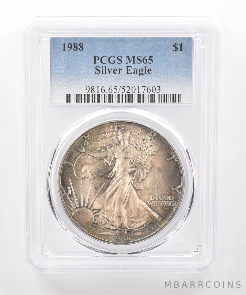 1988 American Silver Eagle MS65 PCGS Beautiful Tone *1979