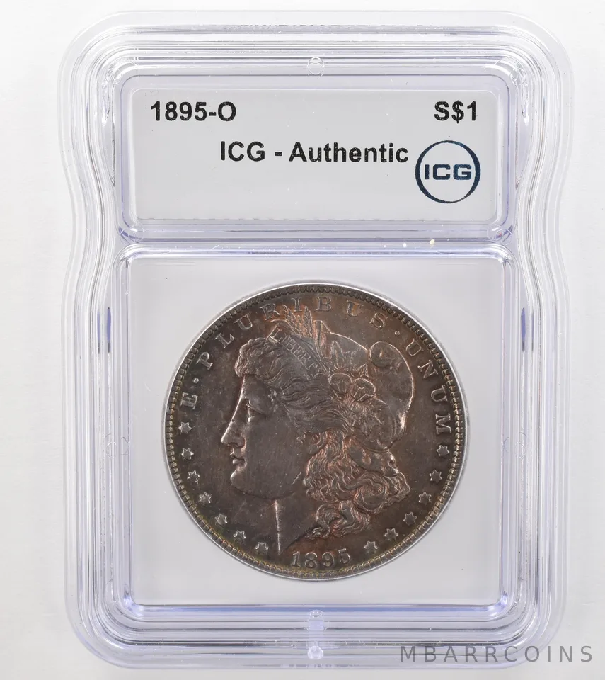 1895-O Morgan Silver Dollar Authentic ICG Beautiful Tone a9119