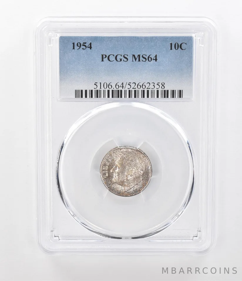 1954 Roosevelt Dime MS64 PCGS Beautiful Tone *1039
