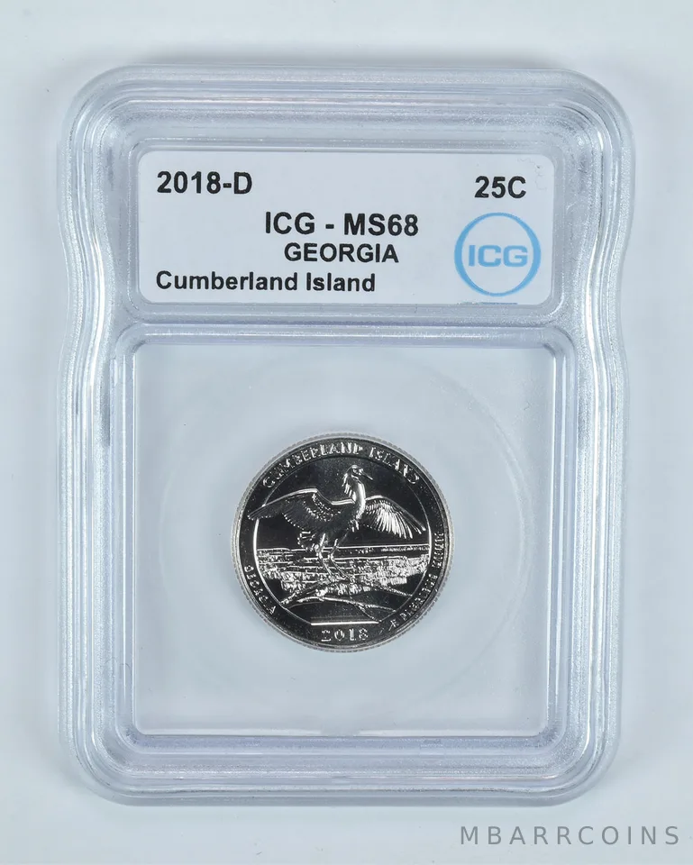2018-D Washington Quarter ATB Cumberland Island MS68 ICG