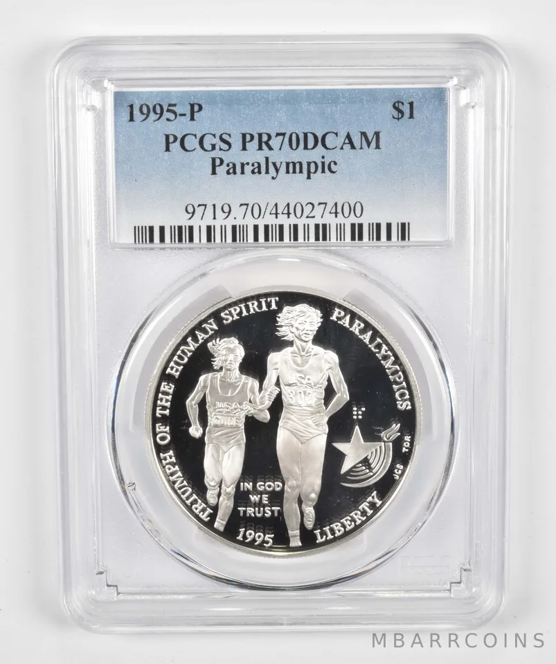 1995-P Paralympic Commemorative Silver Dollar PR70 DCAM PCGS Blue Label