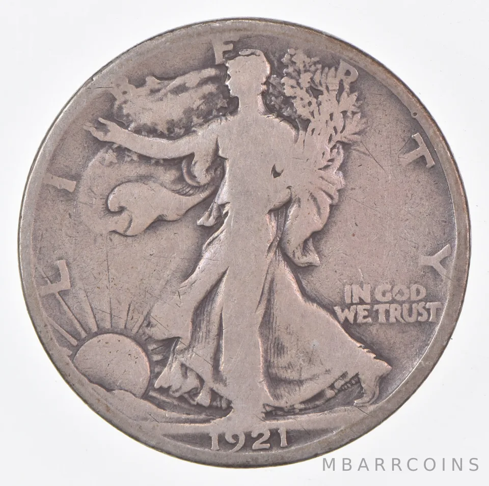 1921-S Walking Liberty Half Dollar CIRC G+ 90% Silver
