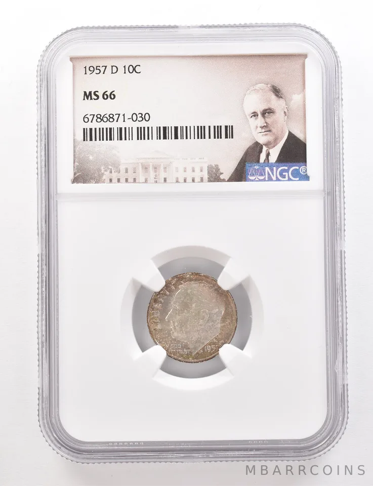1957-D Roosevelt Dime MS66 NGC Beautiful Tone *3380
