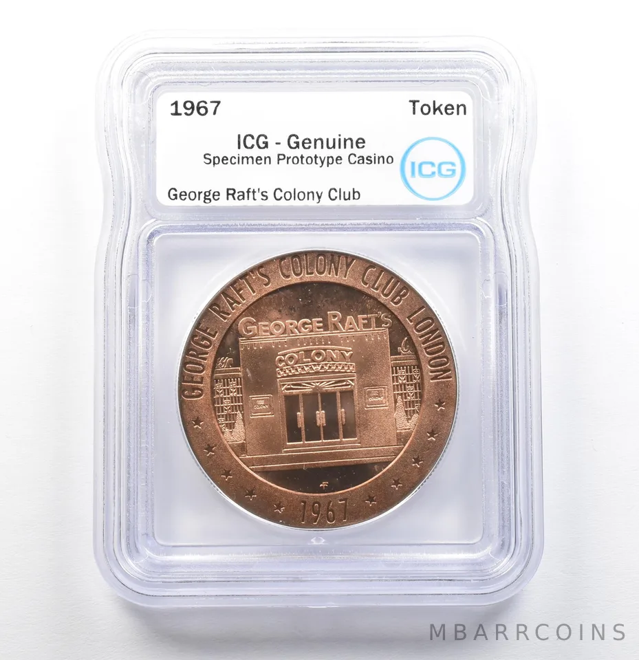 1967 Casino Token George Raft's Colony Club Specimen Prototype Genuine ICG a0558