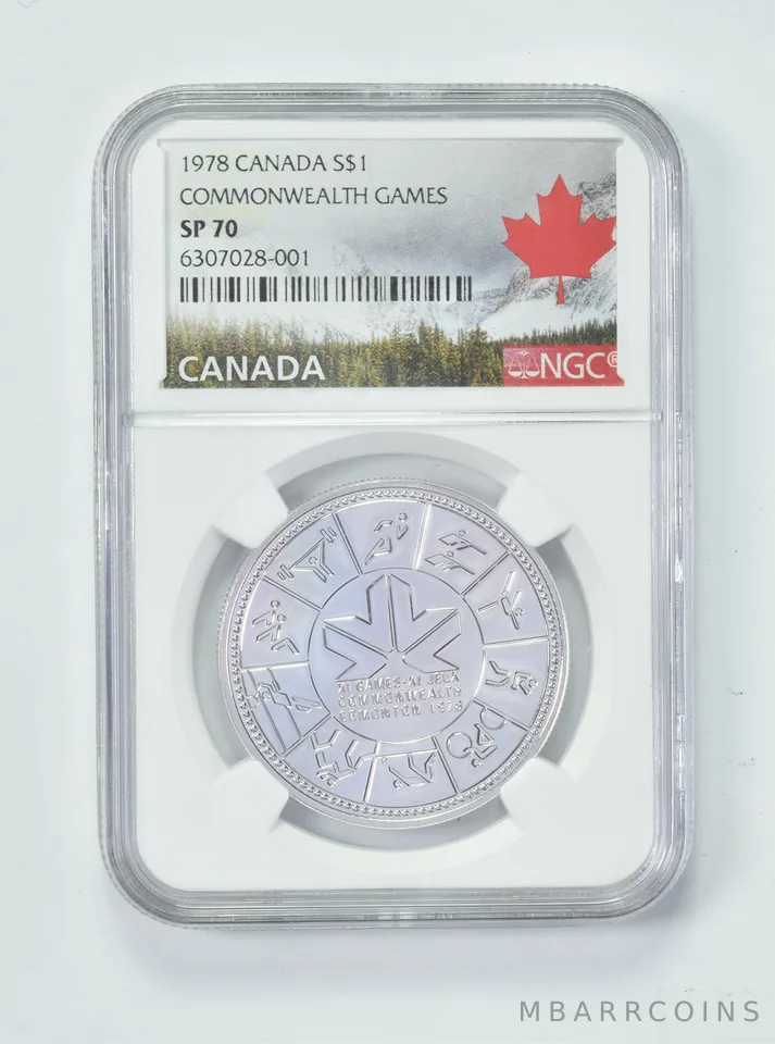 1978 SP70 Canadian $1 Silver Dollar Commonwealth Games NGC Canada Lbl