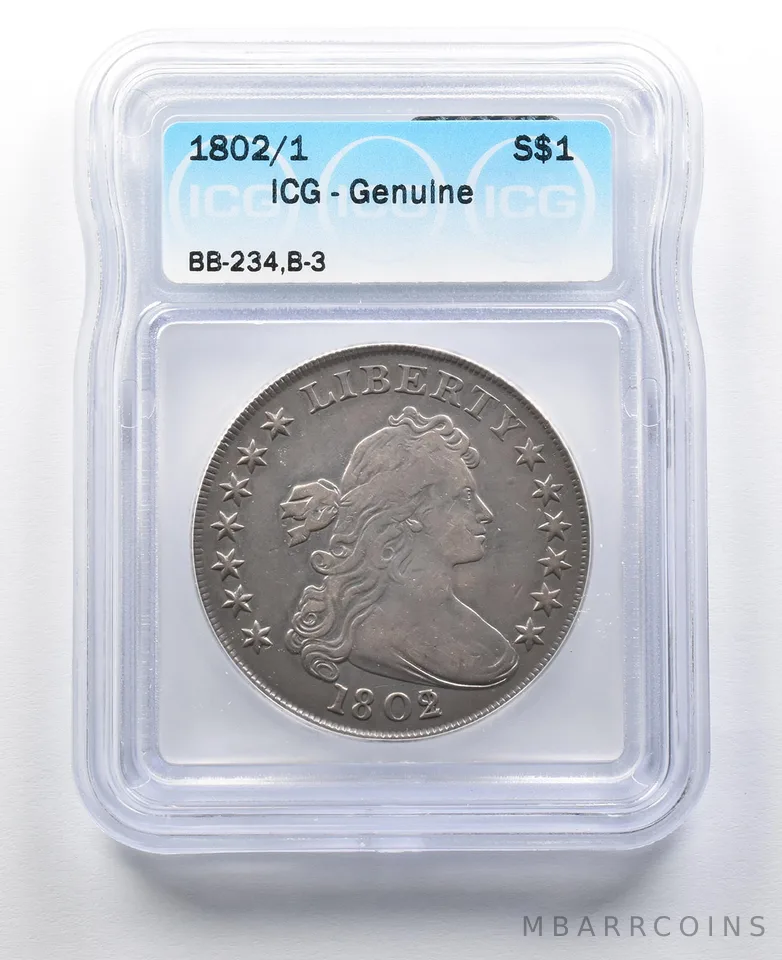 1802/1 Draped Bust Silver Dollar BB-234, B-3 ICG *2059