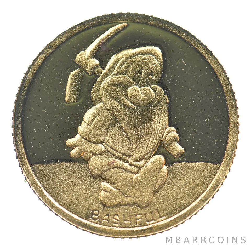 Disney's Snow White 50th Anniversary Gold Round Bashful 1/10th Gold *2290