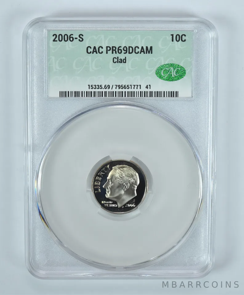 2006-S Roosevelt Dime CLAD PR69 DCAM CAC CACg
