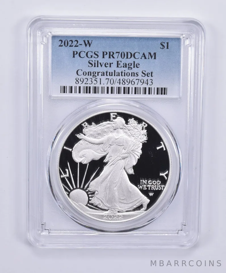 2022-W American Silver Eagle Congratulations Set PR70 DCAM PCGS Blue Label