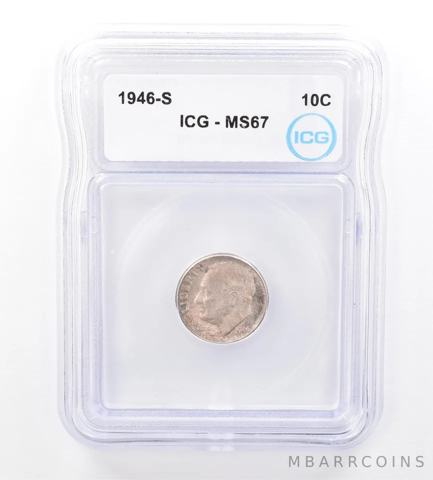 1946-S Roosevelt Dime MS67 ICG Beautiful Tone a1608