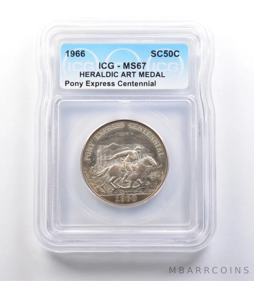 1966 So-Called Half Dollar Pony Express Centennial MS67 ICG a7220