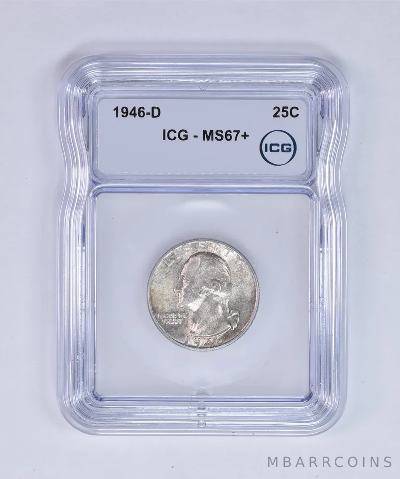1946-D Washington Quarter MS67+ ICG Beautiful Tone *8002