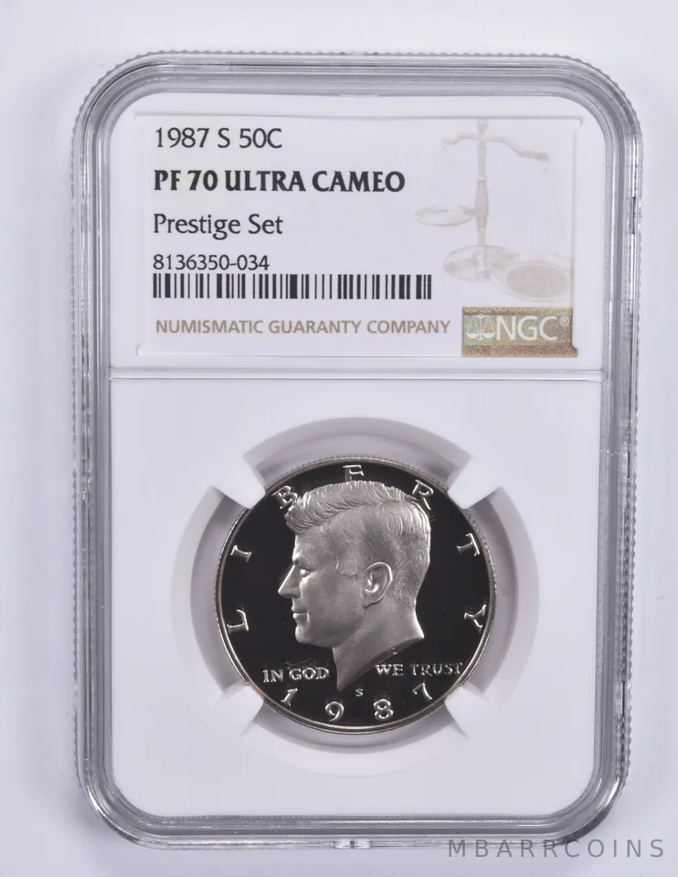 1987-S Kennedy Half Dollar Prestige Set PF70 UCAM NGC Brown Label