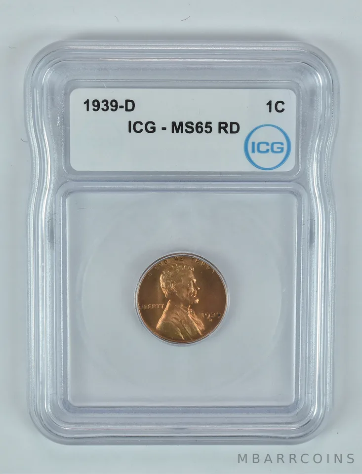 1939-D Lincoln Wheat Cent MS65 RD ICG