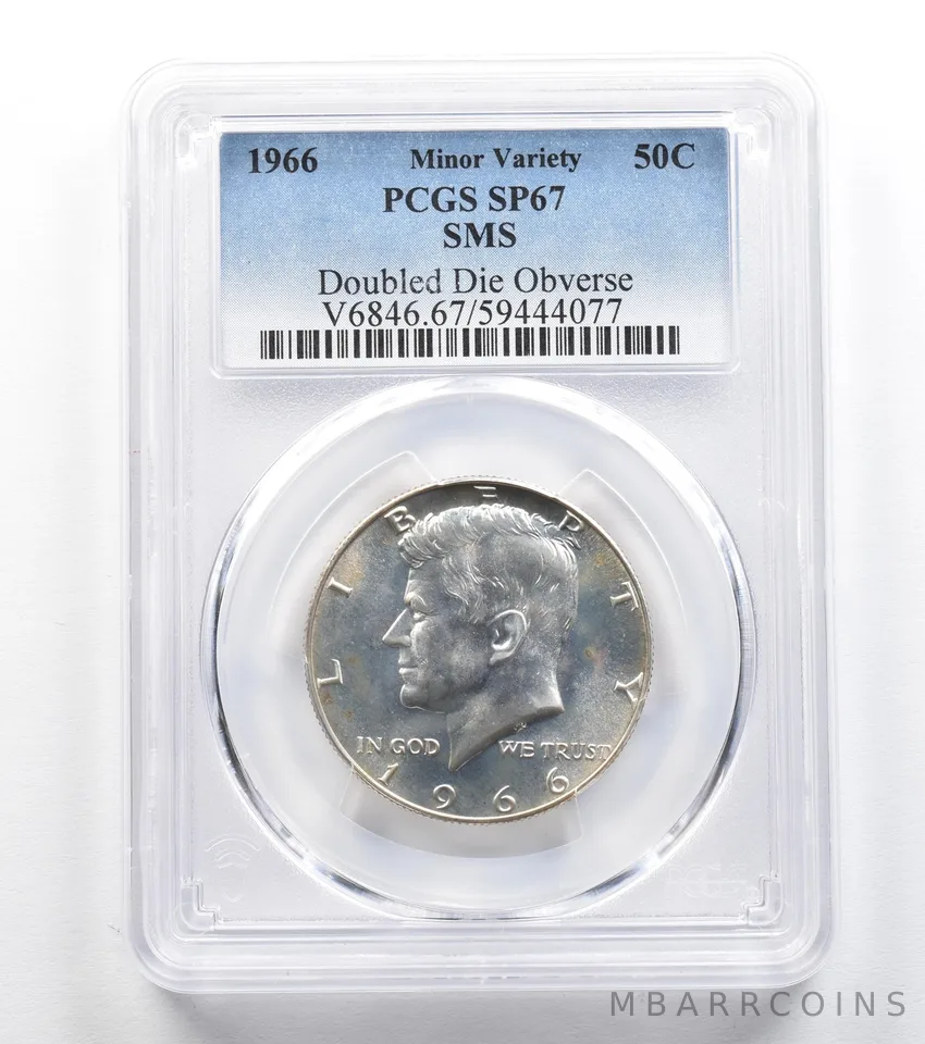 1966 Kennedy Half Dollar SMS Doubled Die Obverse SP67 PCGS *9664