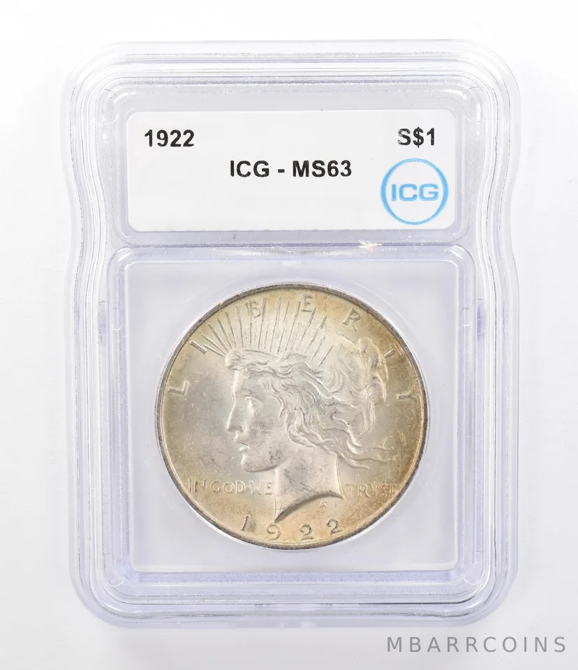 1922 Peace Silver Dollar MS63 ICG Beautiful Tone *9785