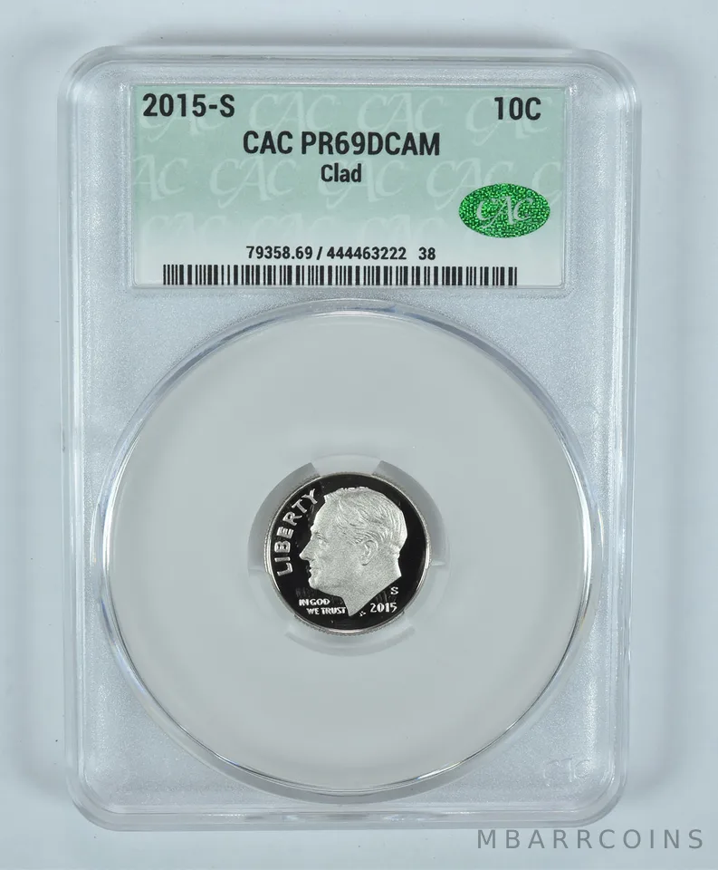2015-S Roosevelt Dime CLAD PR69 DCAM CAC CACg