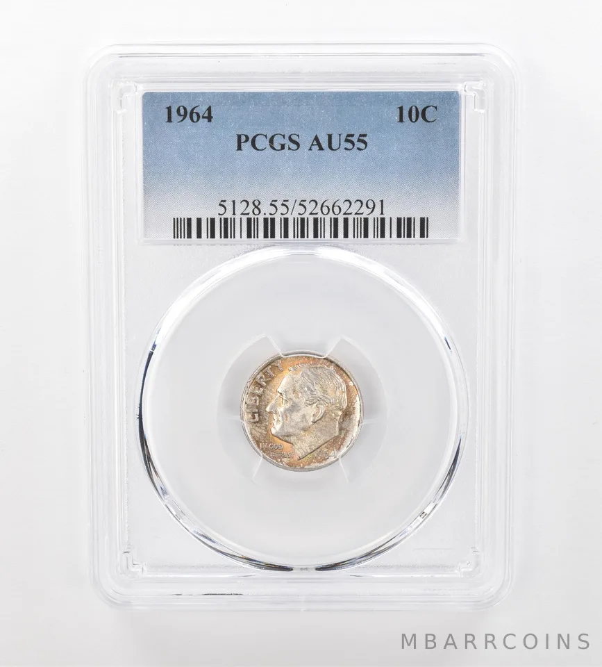 1964 Roosevelt Dime AU55 PCGS Beautiful Tone *1011