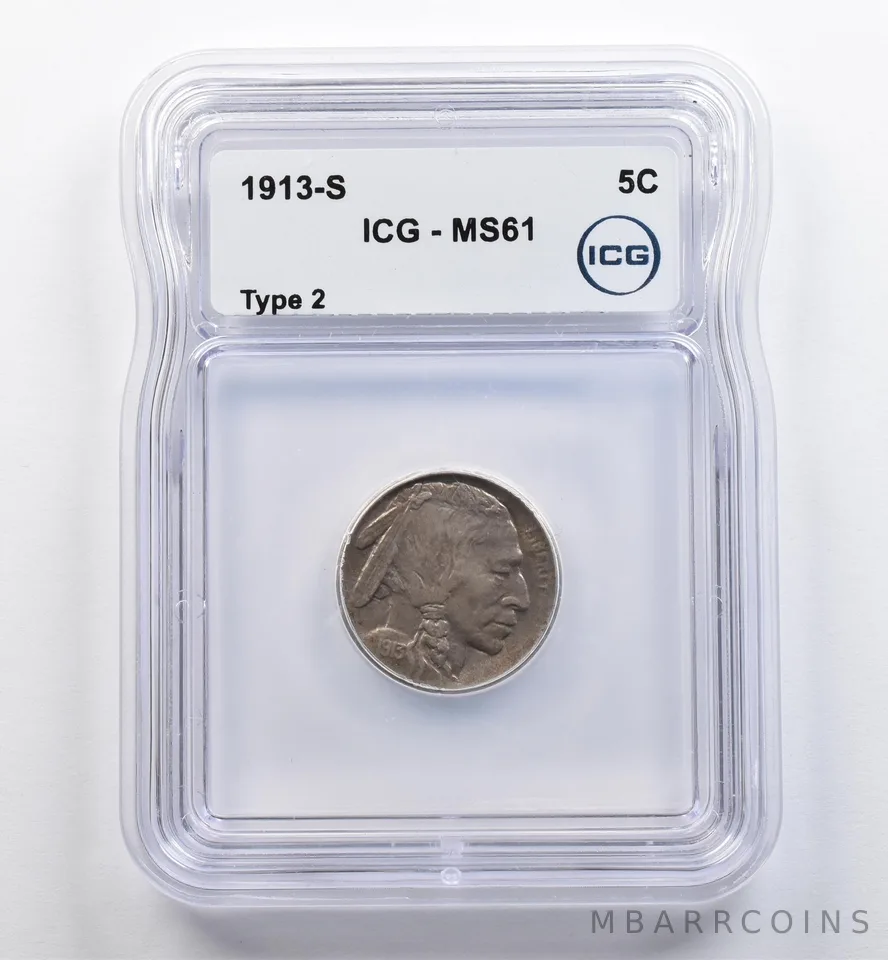 1913-S Indian Head Buffalo Nickel Type 2 MS61 ICG *9040