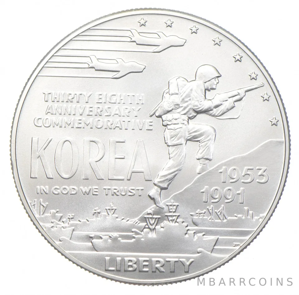 1991-D Unc Korean War Commemorative Silver Dollar $1