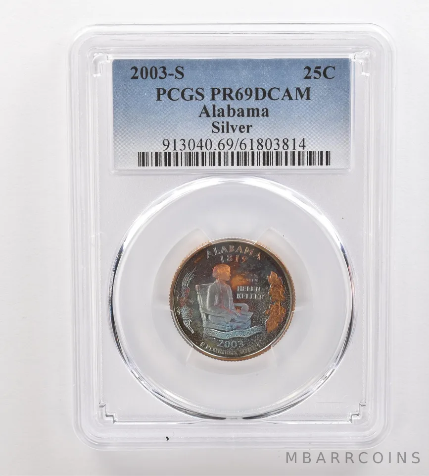 2003-S Washington State Quarter Alabama Silver PR69 DCAM PCGS Nice Tone *3271