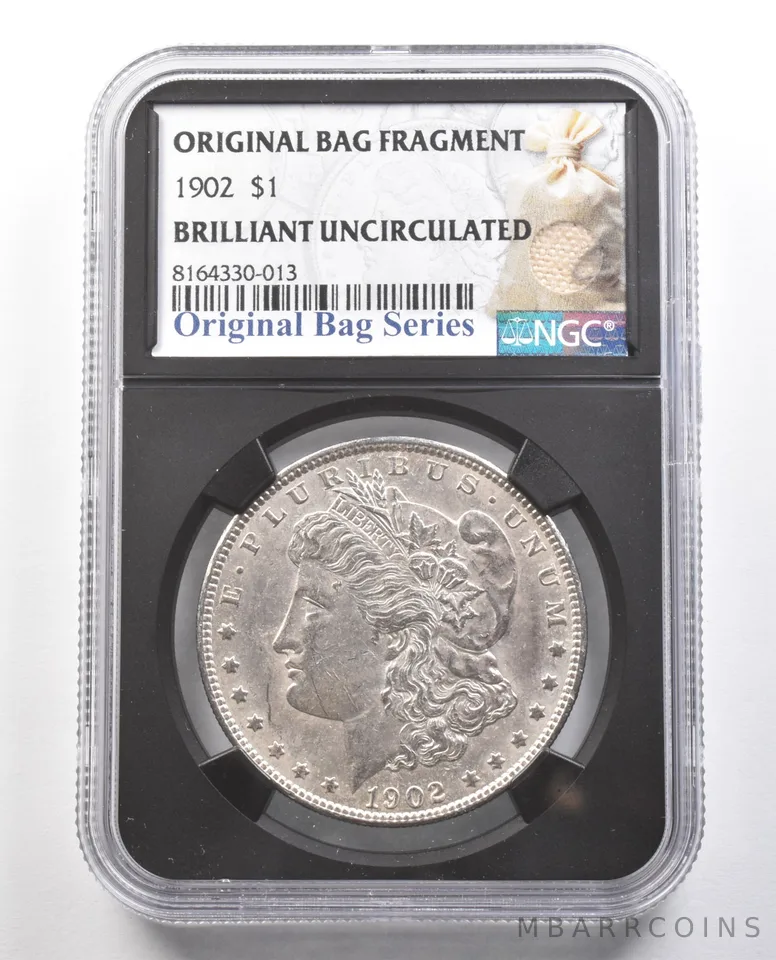 1902 Morgan Silver Dollar Original Bag Fragment BU NGC *4371