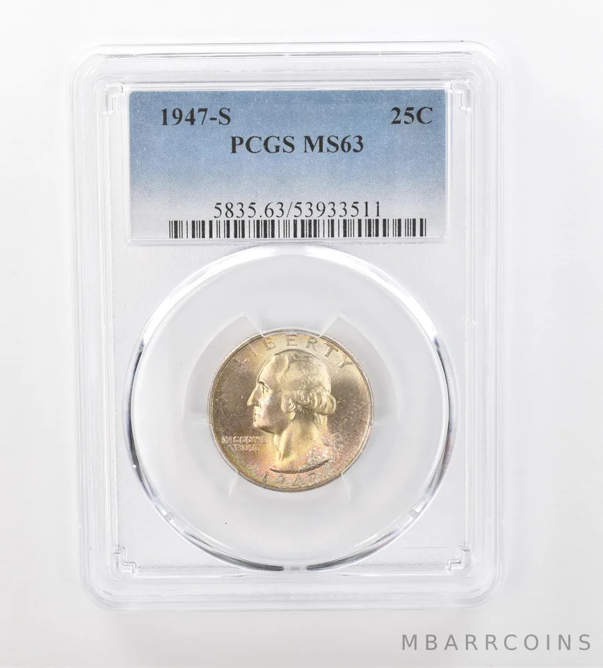 1947-S Washington Quarter MS63 PCGS Beautiful Tone *0929