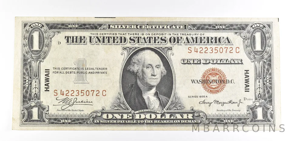 1935 A $1 Silver Certificate Hawaii Fr#2300 Nice AU Occupation WWII Note a9299