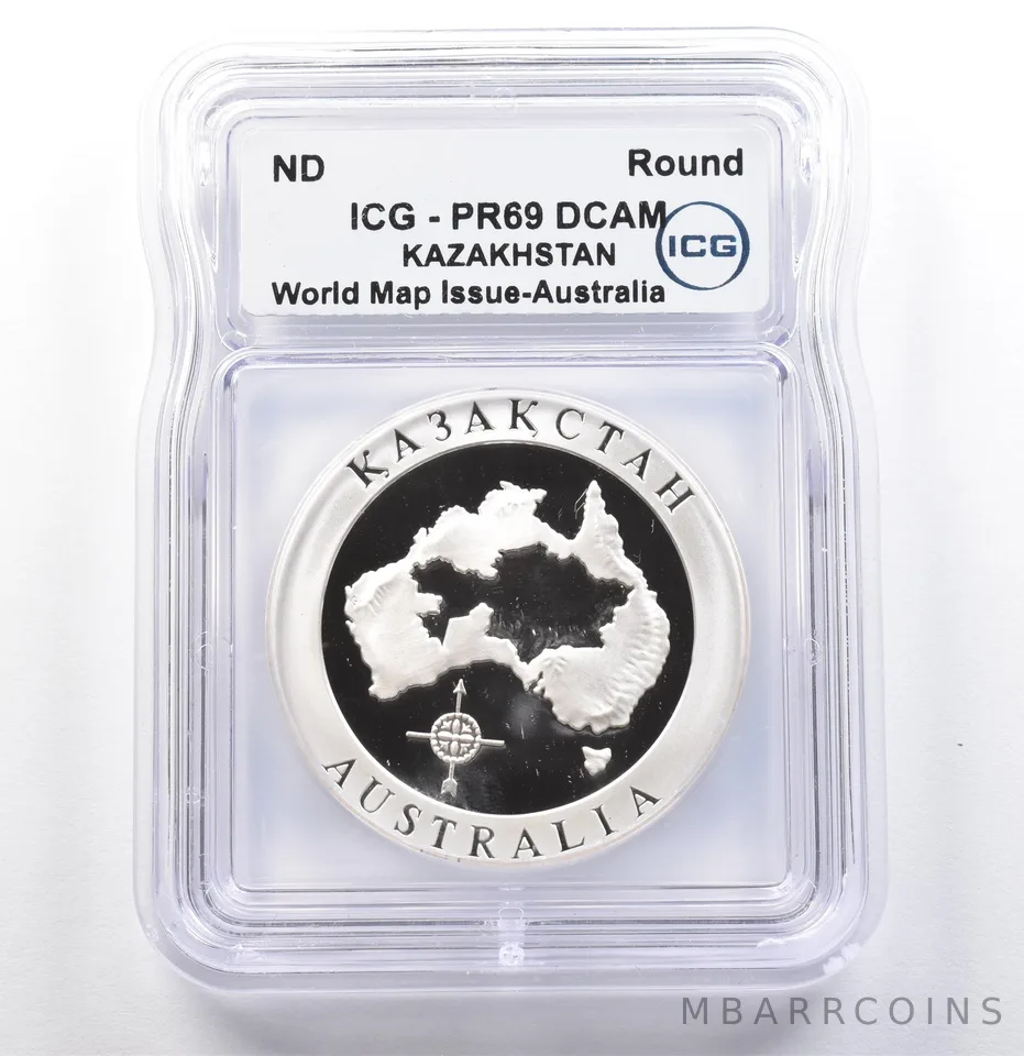 ND Kazakhstan Round World Map Issue Australia PR69 DCAM ICG *9880