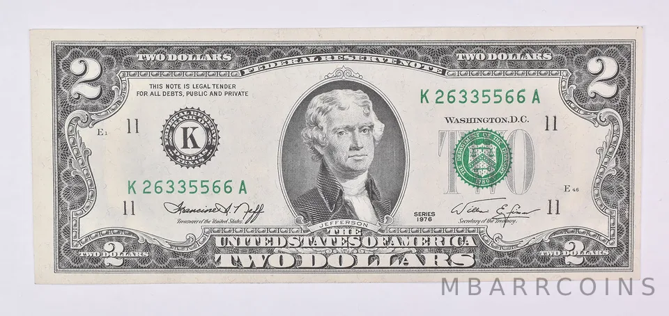 1976 $2 Dallas TX FRN Green Seal Uncirculated